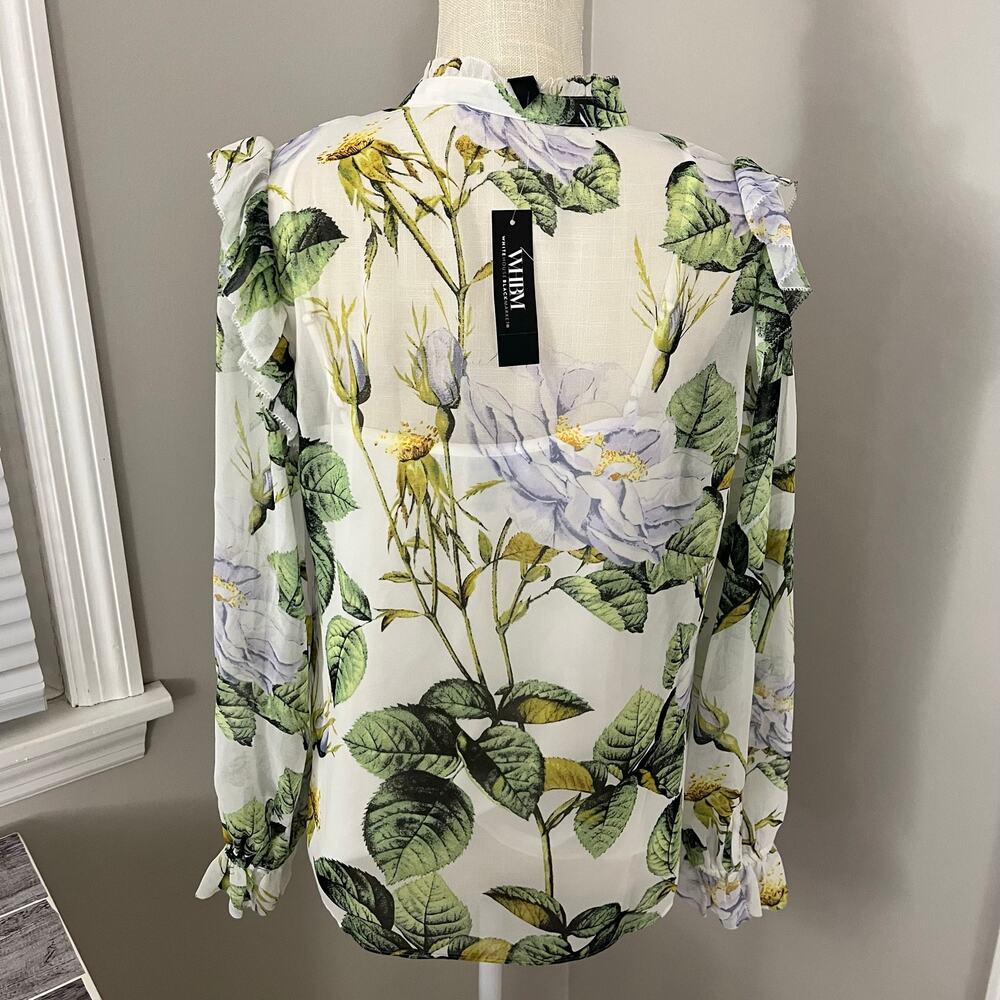 NEW White House Black Market WHBM Romantic Chiffon Floral Blouse - Picture 8 of 9